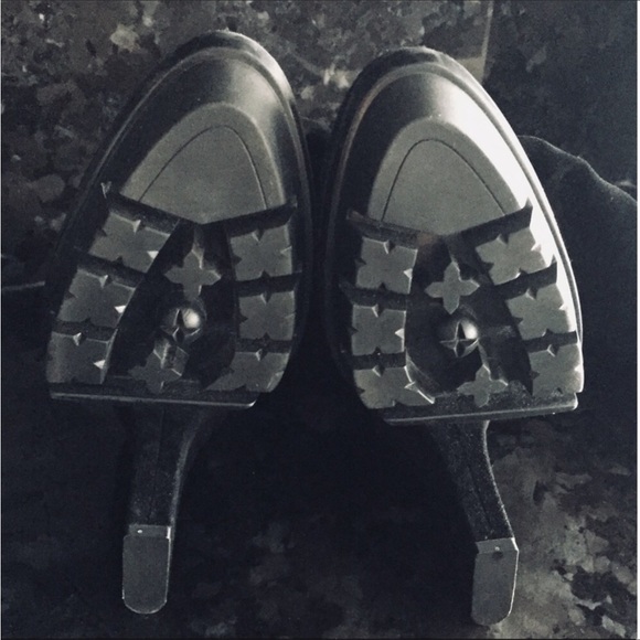 Alberto Fermani Black Suede Leather Knee-High Platform Heeled Boots Size 10 - Picture 14 of 15